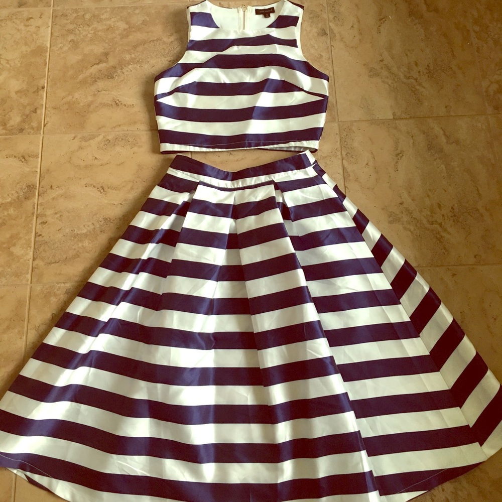 2-Piece Striped Skirt w/matching Crop Top