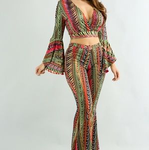 Forest Stripe Pants Set