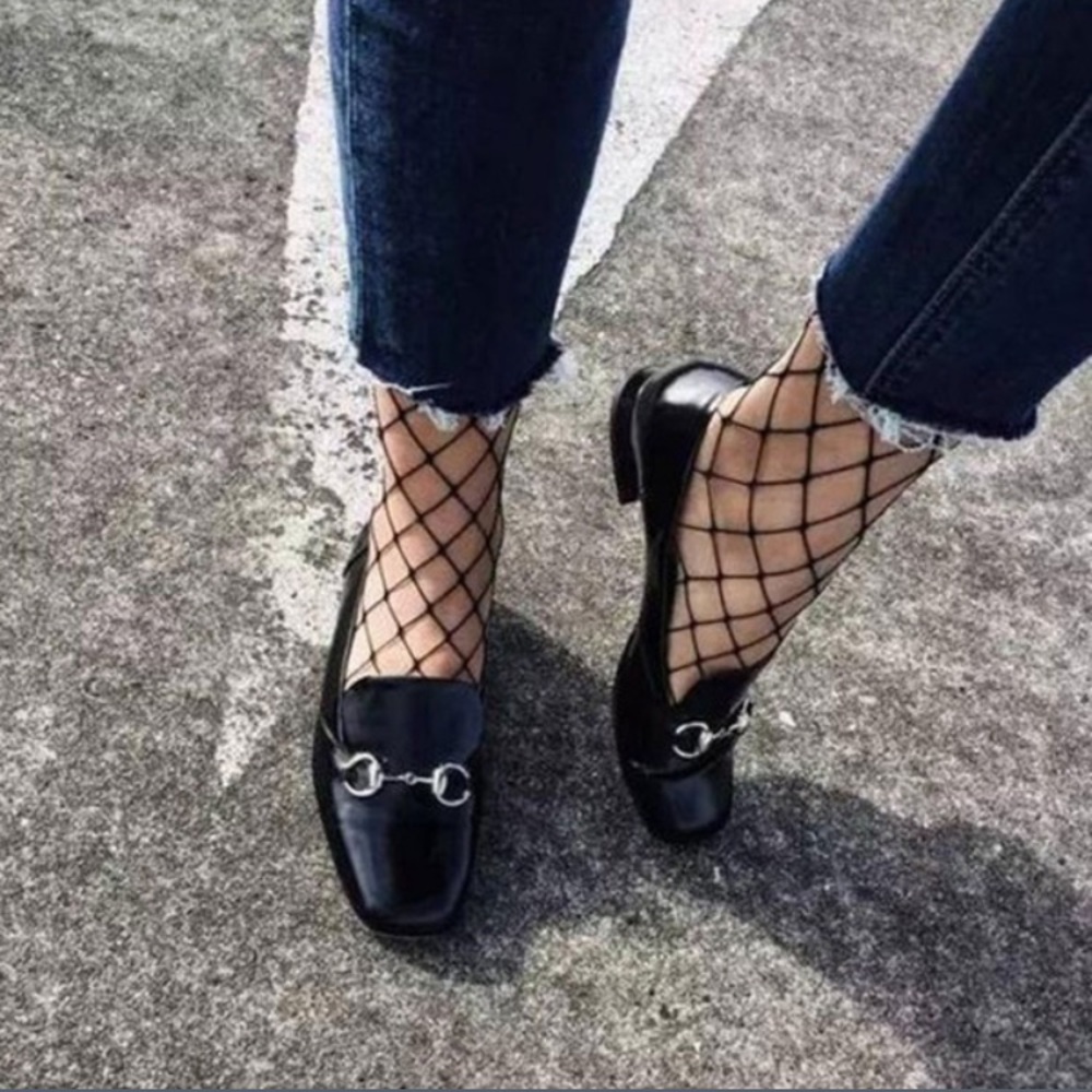 Fishnet above the ankle socks