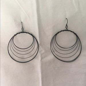 Grey wire hoop earrings