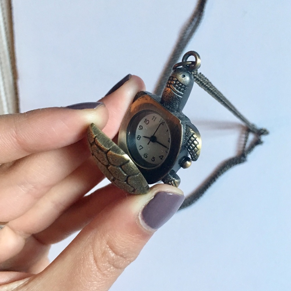 Turtle Clock Necklace
