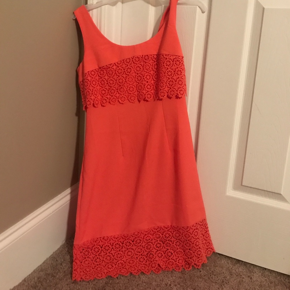 Coral crochet dress