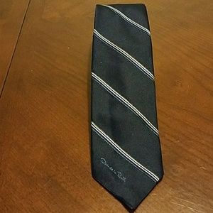 Oscar de la Renta Skinny Necktie Blue/White Stripe