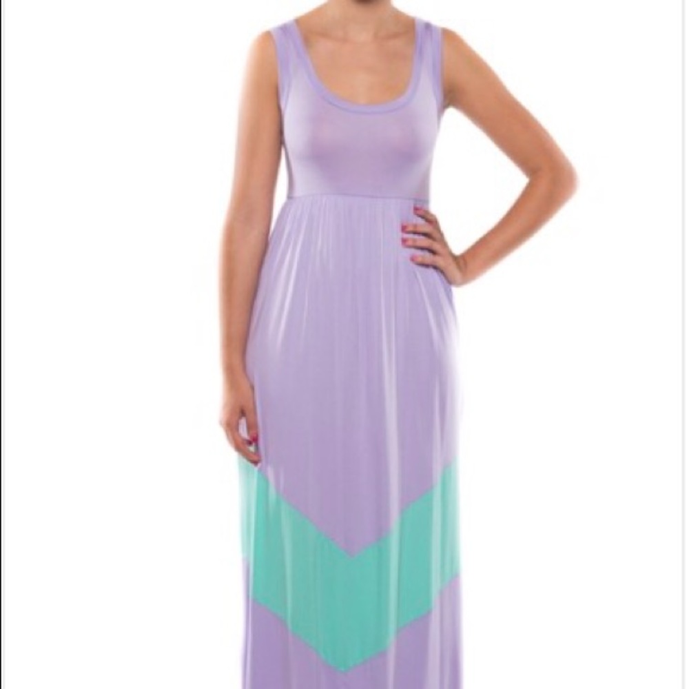 Lilac/mint colorblock tank dress chevron stripe