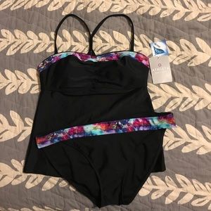 ATHLETA Floral/Black Tankini