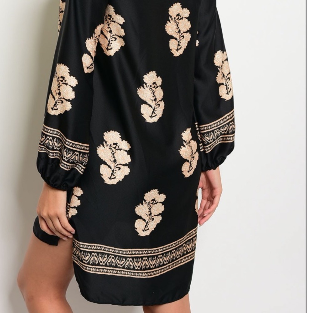 SATIN FLORAL TUNIC SATIN DRESS - Picture 4 of 6