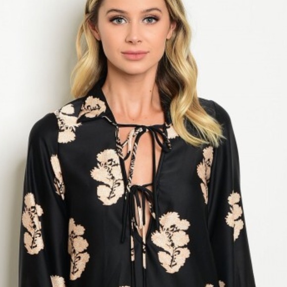 SATIN FLORAL TUNIC SATIN DRESS - Picture 3 of 6