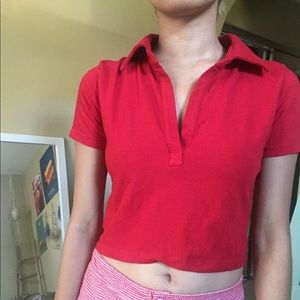BNWT Brandy Melville red cropped polo