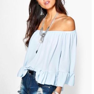 Boohoo ruffled off the shoulder top