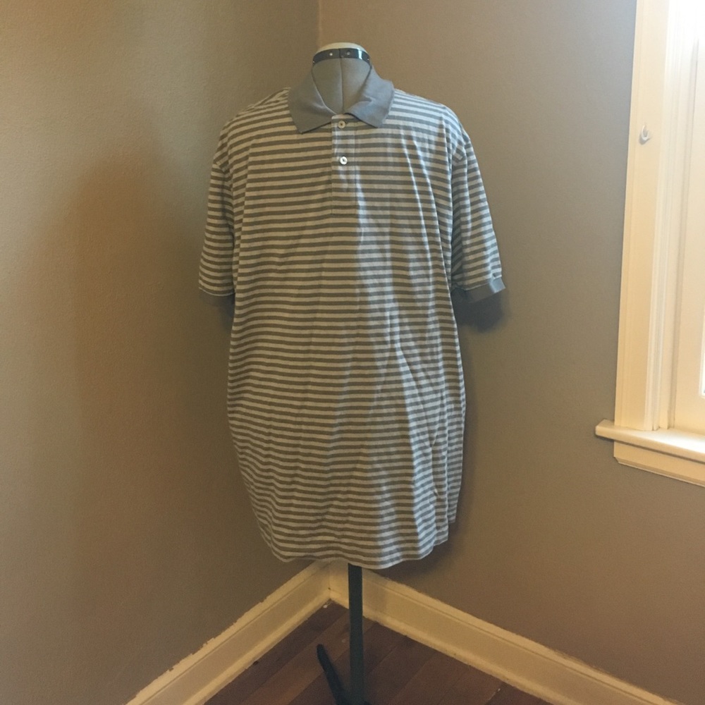 Light and Dark Gray Striped Polo