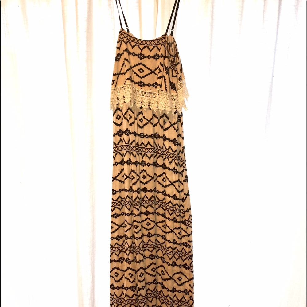 Aztec Print Maxi Dress/ Cream & Black/ Size S