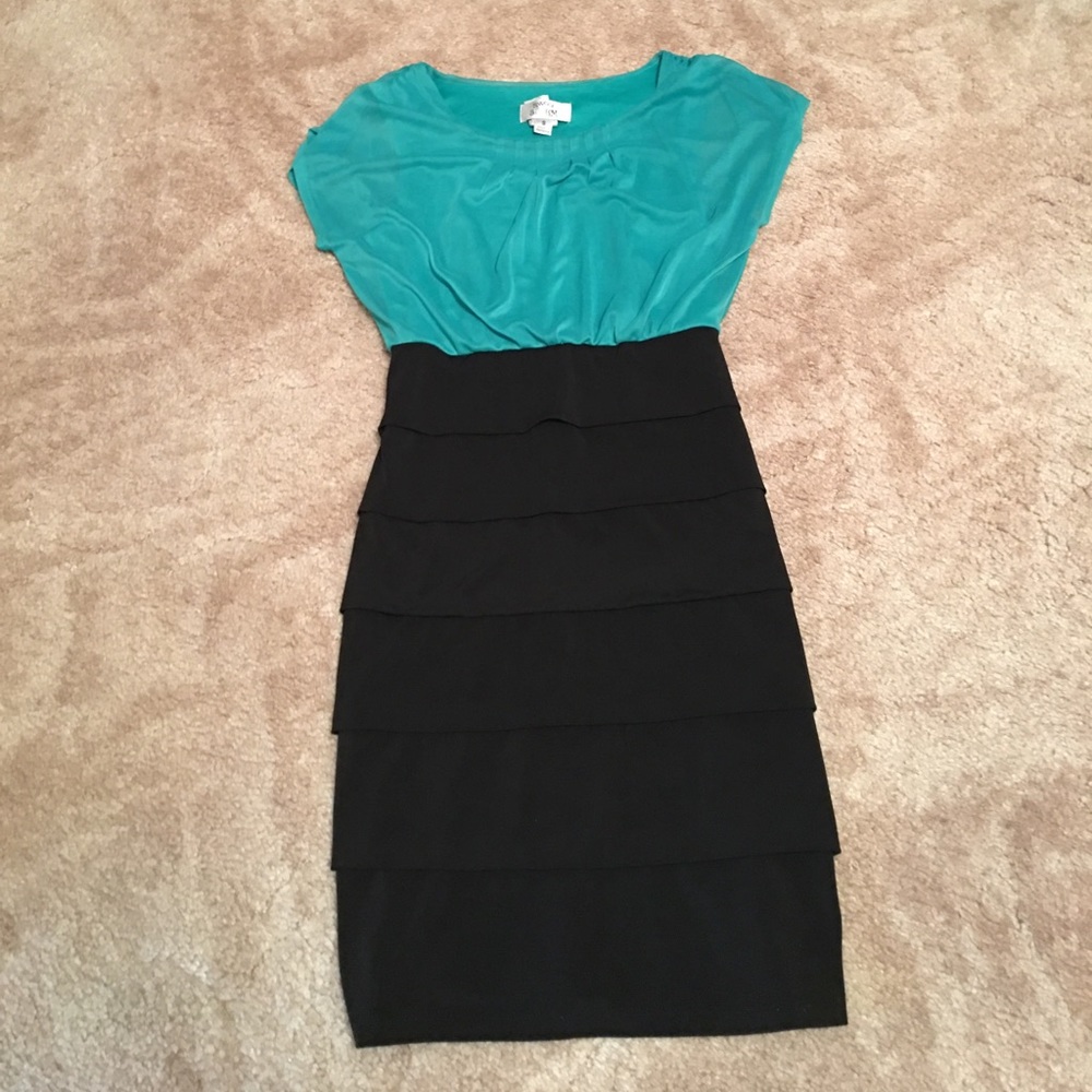 Women's small green and black tight fitting dress