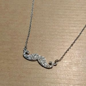 No label silver jewelled mustache necklace