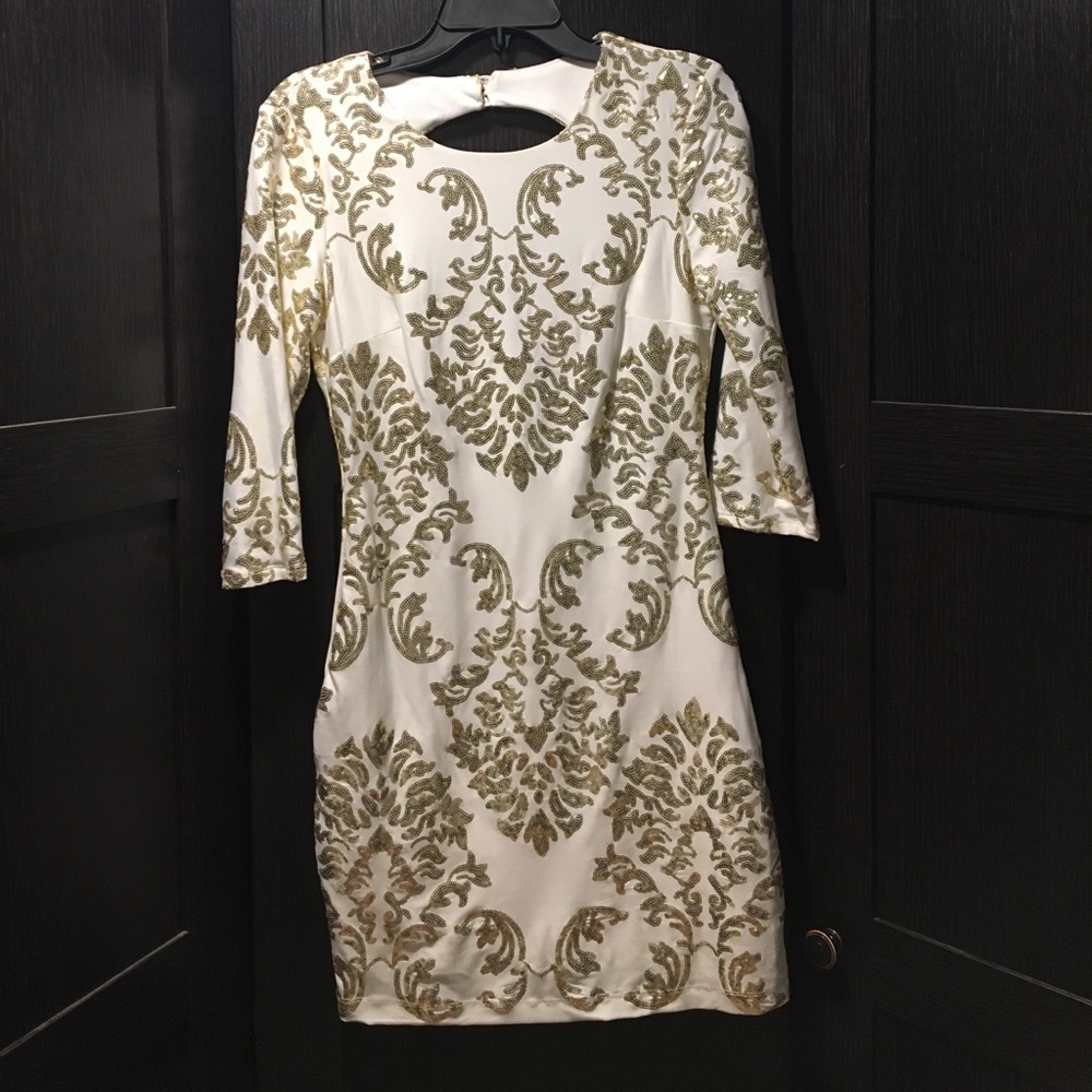 GOLD/WHITE SEQUIN DRESS