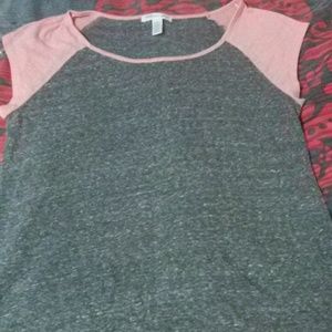 Short Sleeved Top Pink and Grey
