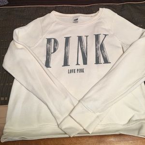 Pink sweatshirt off white with gray lettering 😀