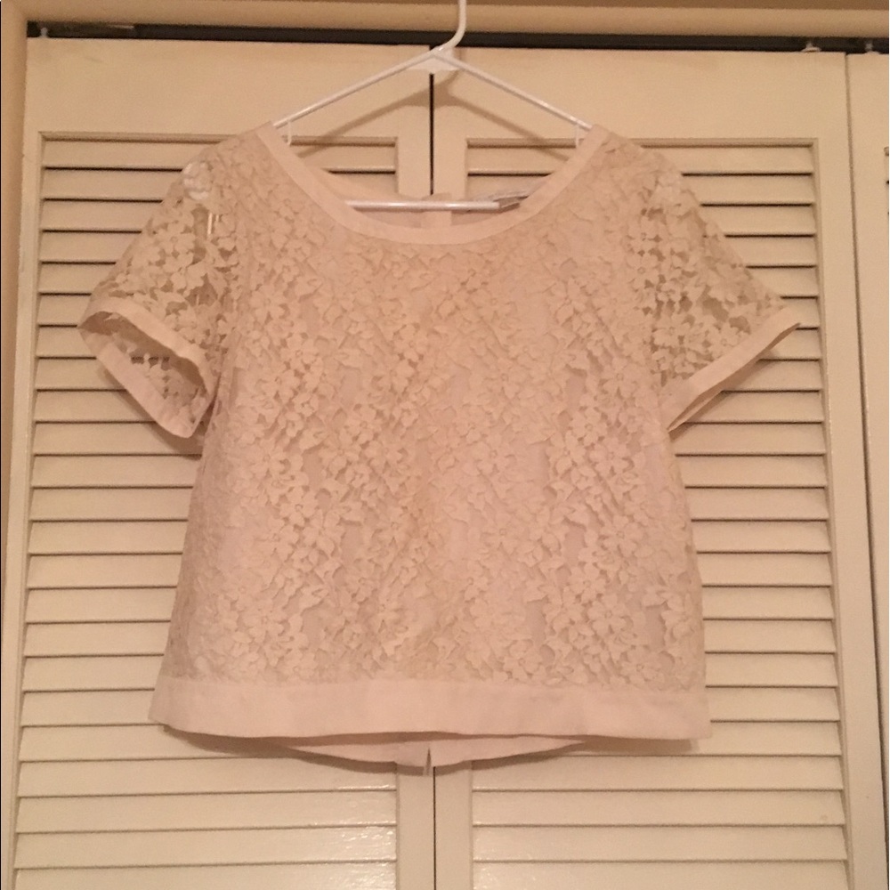 Lauren Conrad Lace Crop Top with Back Bow Detail