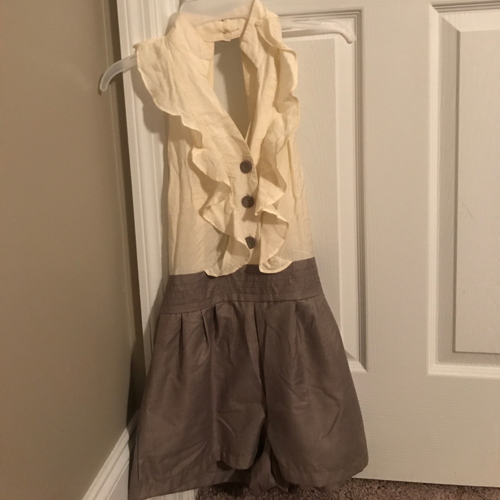 V neck, plunging back, form fitting romper