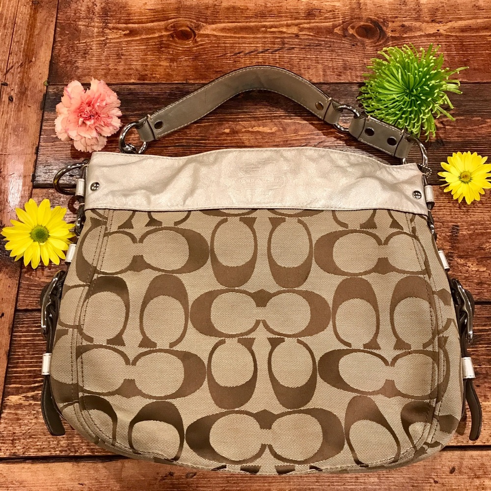 Signature tan Coach bag