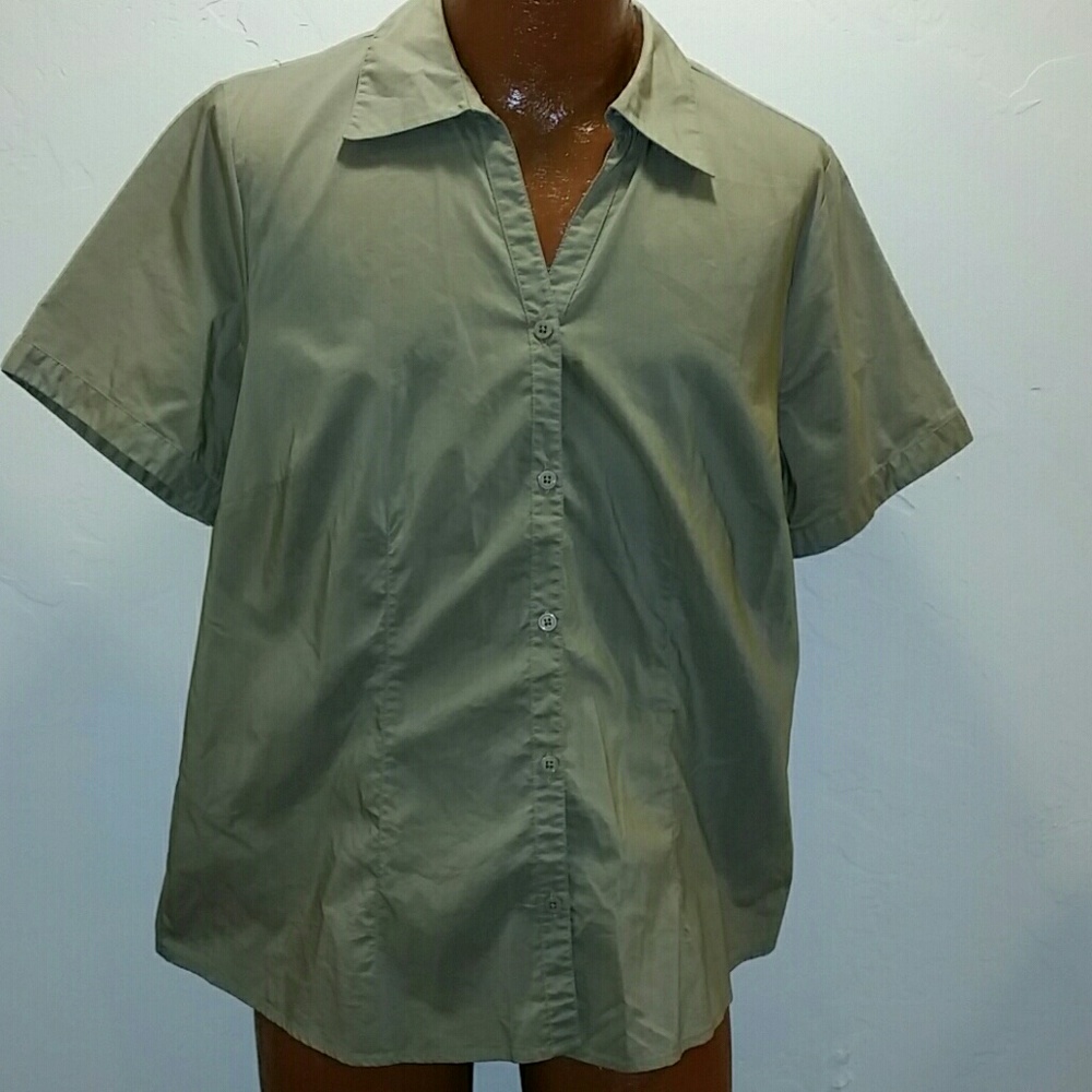 LANE BRYANT GREEN BUTTONED BLOUSE SIZE 14/16