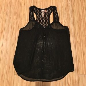 Black Sheer with Lacer Racerback Tank Top