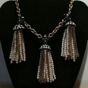 No label gold pearl mushroom statement necklace