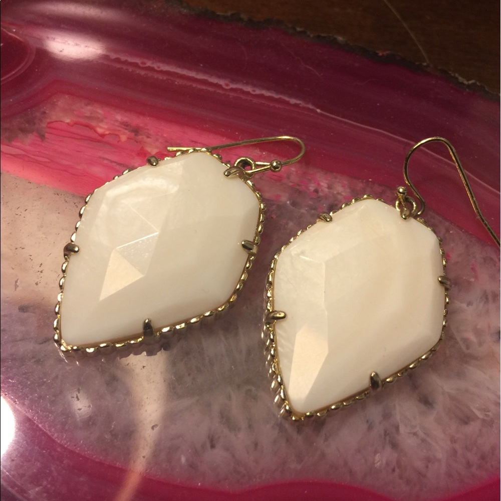 White Kendra Scott Corley Drop Earrings