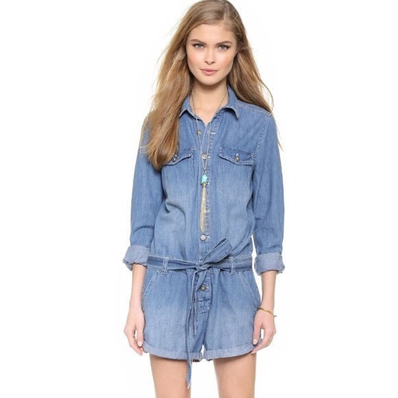 free people denim romper
