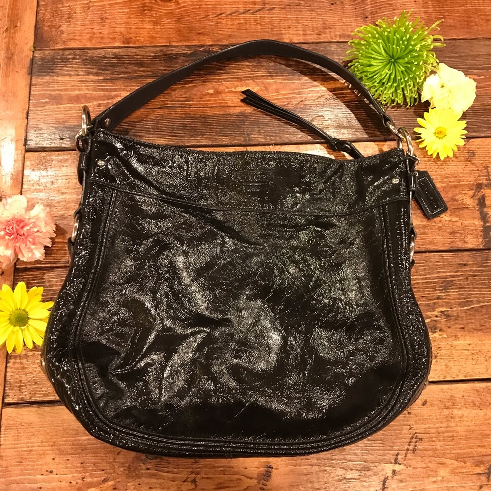 Black leather Coach hobo purse