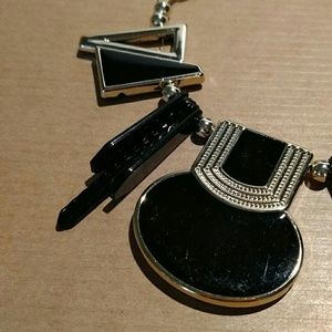 No label black gold statement necklace