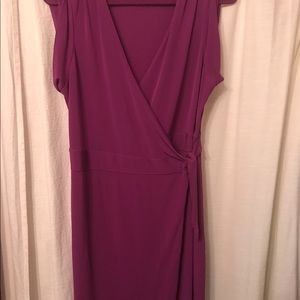 Magenta faux wrap dress