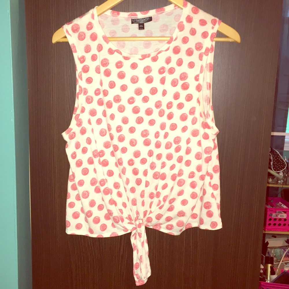 💋HP💋 Topshop white tank top with red dots
