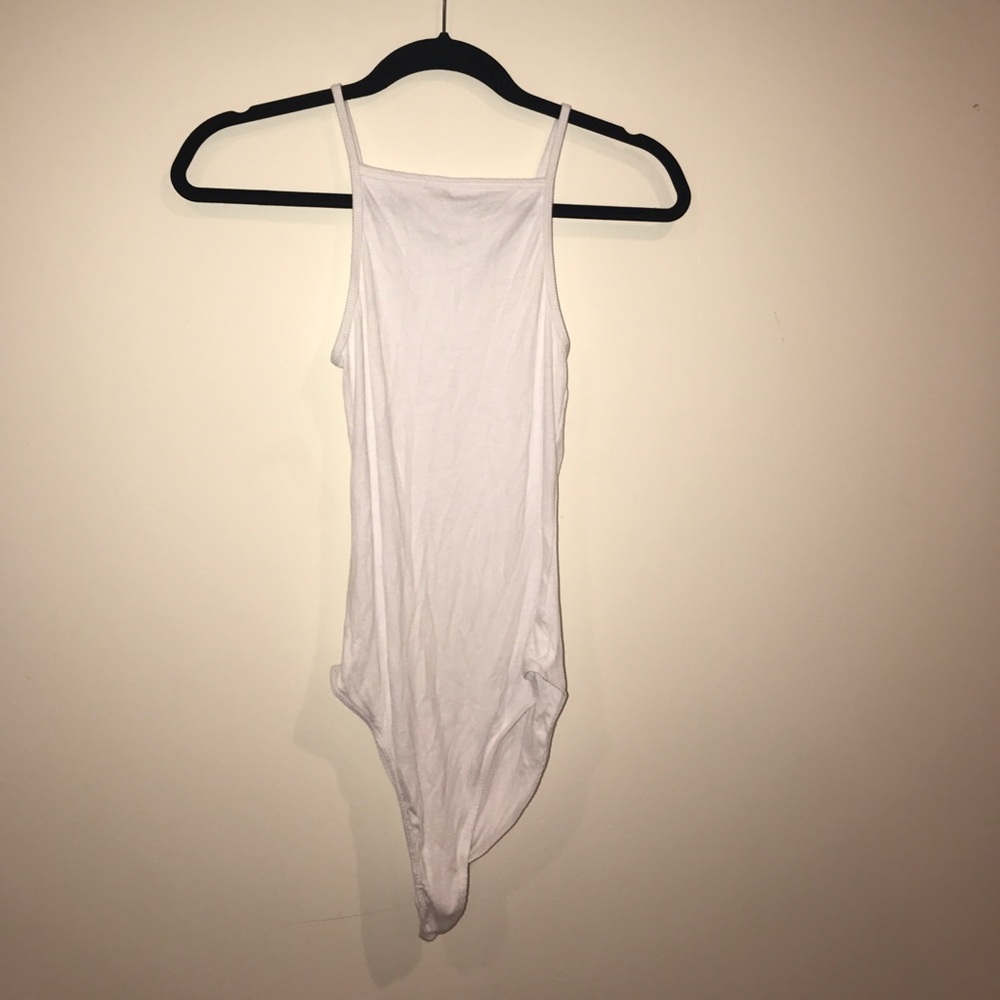 AMERICAN APPAREL WHITE HIGH NECK BODY SUIT SIZE M