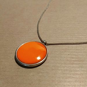 No label gold orange circle charm necklace