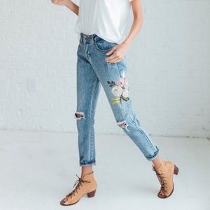 Floral Embroidered Jeans