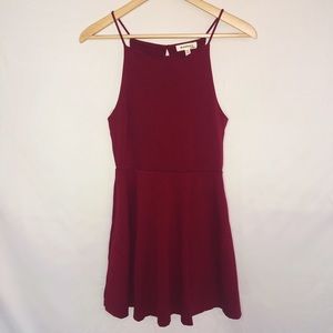 Red Scallop Neck Dress