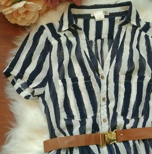SALE 🎆Agaci Nautical Striped Short Sleeve Dress