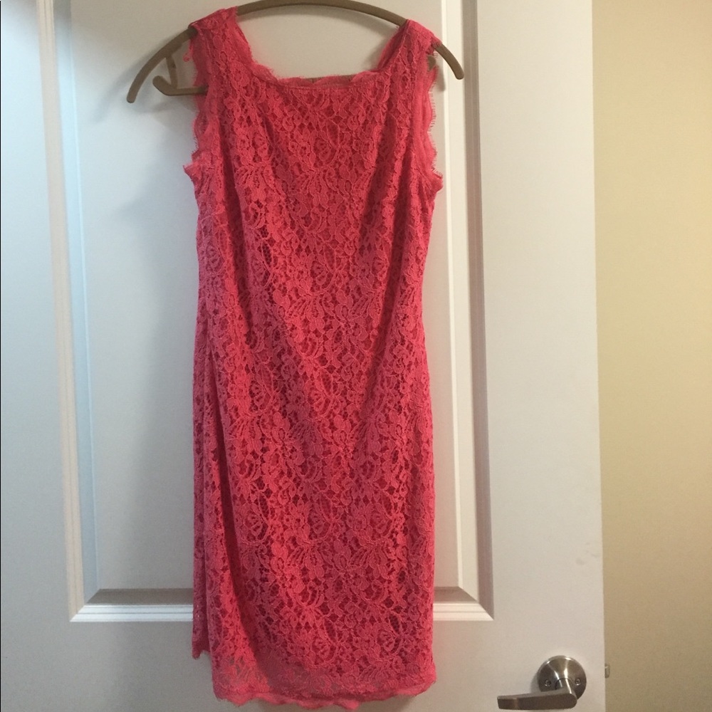 Coral lace dress