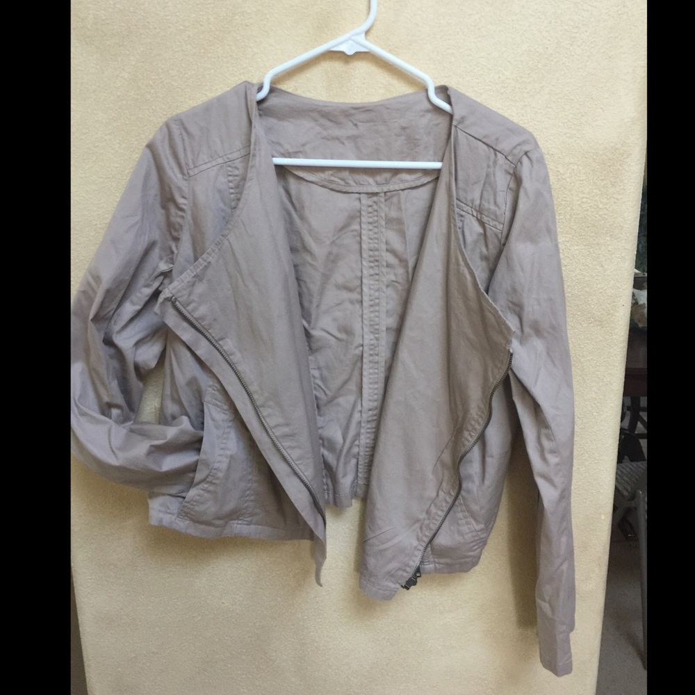 Khaki double-zip moto jacket