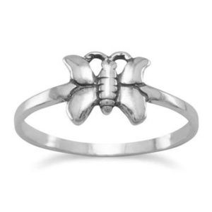 SMALL OXIDIZED BUTTERFLY STERLING SILVER RING