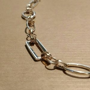 No label silver gold rectangle circle necklace