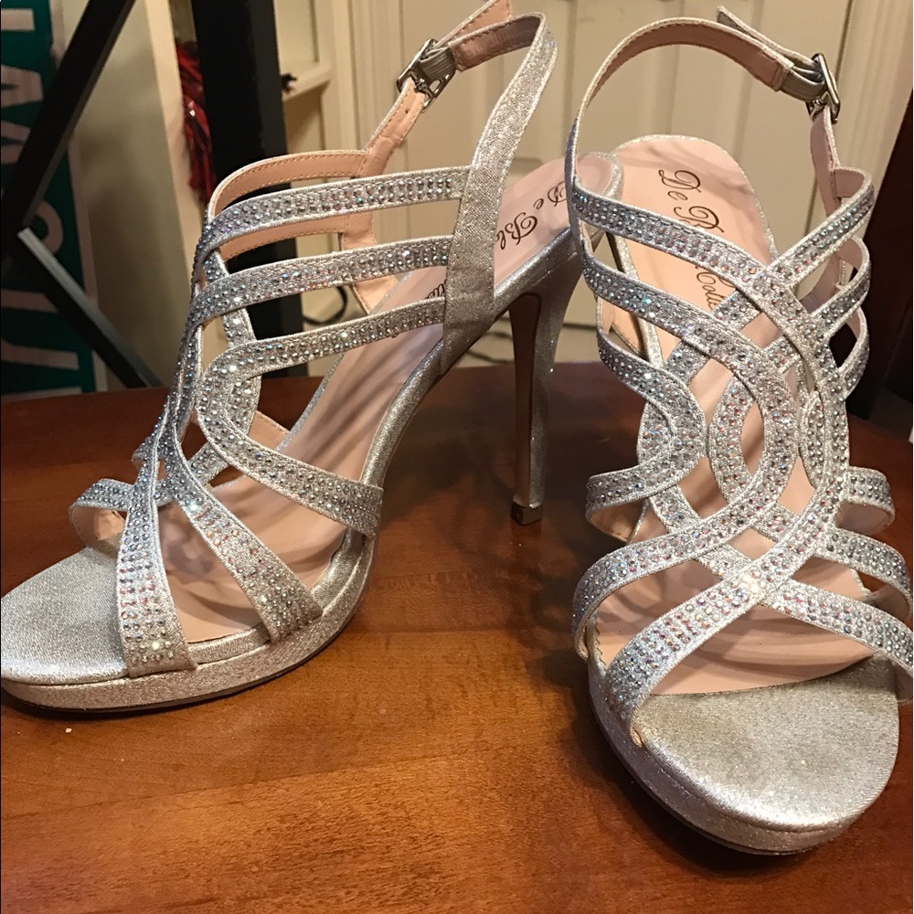 Silver prom shoes size 9