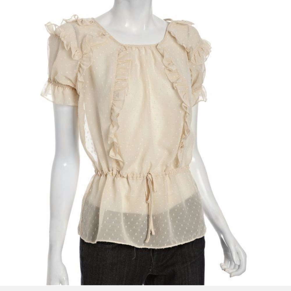 {Romeo & Juliet Couture} Cream Ruffle Blouse Top