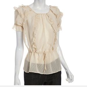 {Romeo & Juliet Couture} Cream Ruffle Blouse Top