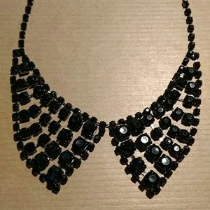 No label black jewel collar statement necklace
