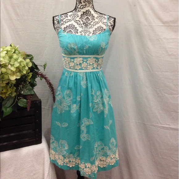 B Darlin Dresses & Skirts - B. Darlin Aqua Embroidered Flare Dress