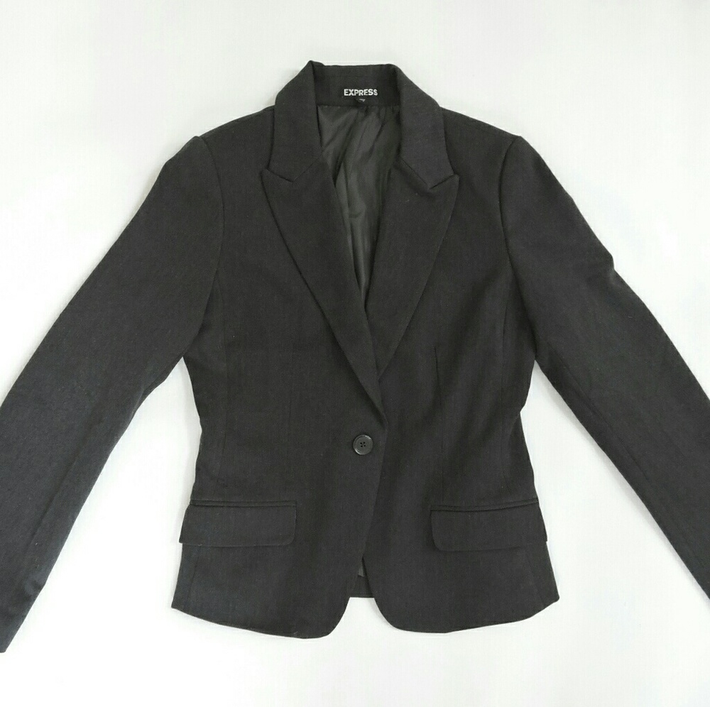 Express Womens Sz 6 Dark Gray Blazer, Lined