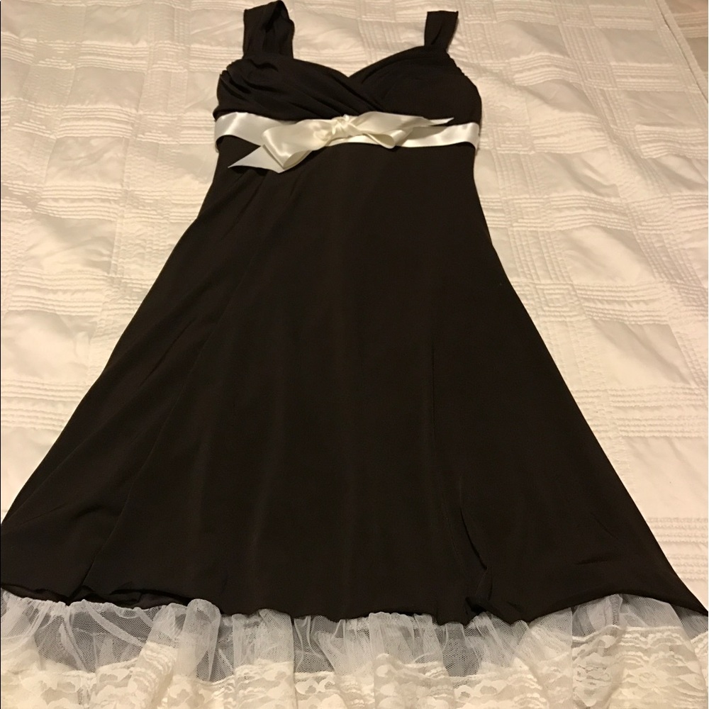Brown with cream lace dress