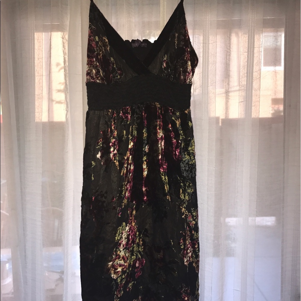 Hale Bob Velvet and Silk Black Dress
