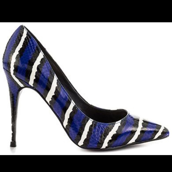 Shoes - Flawless LFL Cobalt/Black Striped Heels